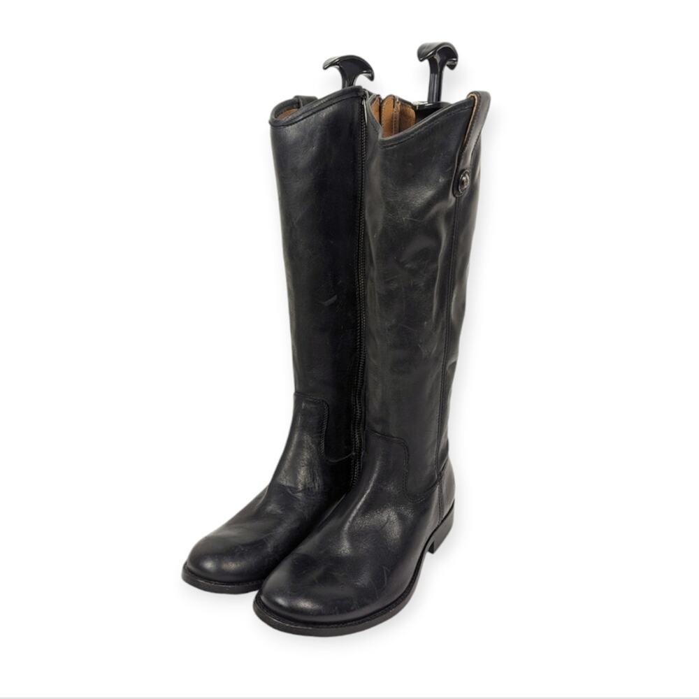Frye Black Melissa Button Inside Zip Leather Ridi… - image 2